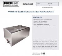 Prepline PFW500 Full-Size Electric Countertop Bain Marie Food Warmer - 110V, 1200W - Image 2