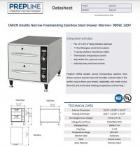Prepline DW2N Double Narrow Freestanding Stainless Steel Drawer Warmer- 900W, 120V - Image 2