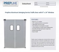 Prepline 36" x 84" Single Aluminum Swinging Service Traffic Door with 9" x 14" Window - Image 2