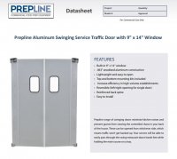 Prepline 72" x 84" Double Aluminum Swinging Service Traffic Door with 9" x 14" Window - Image 2