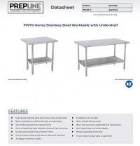 Prepline PWTG-1430 14"D x 30"L Stainless Steel Worktable with Undershelf - Image 2
