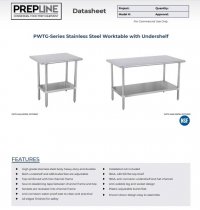 Prepline PWTG-1424 14"D x 24"L Stainless Steel Worktable with Undershelf - Image 2