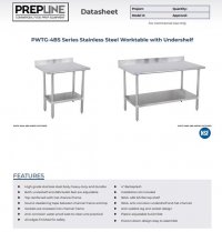 Prepline PWTG-2472-4BS 24"D x 72"L Stainless Steel Worktable with Undershelf with 4" Backsplash - Image 2