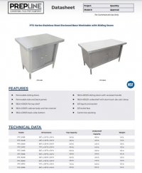Prepline 24"D x 48"L 304 Stainless Steel Enclosed Base Worktable with Sliding Doors - Image 2