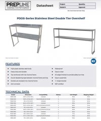 Prepline PDOS-1460 14"D x 60"L Stainless Steel Double Tier Overshelf - Image 2
