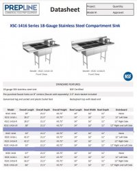Prepline 28" Stainless Steel One Compartment Commercial Sink with Right Drainboard - 14" x 16" Bowl - Image 2