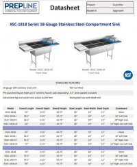 Prepline 72" Stainless Steel Two Compartment Commercial Sink with Left and Right Drainboard - 18" x 18" Bowls - Image 2