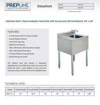 Prepline Stainless Steel 1 Bowl Underbar Hand Sink with Faucet and Left Drainboard- 24" x 18" - Image 2