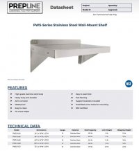Prepline PWS-1424 14"X24" Stainless Steel Wall-Mount Shelf - Image 2