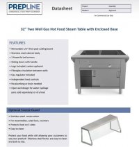 Prepline 32" Two Well Gas Hot Food Steam Table with Enclosed Base and Sliding Doors - Image 2