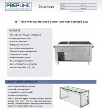 Prepline 48" Three Well Gas Hot Food Steam Table with Enclosed Base and Sliding Doors - Image 2