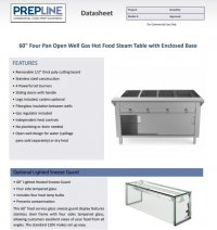 Prepline 60" Four Well Gas Hot Food Steam Table with Enclosed Base and Sliding Doors - Image 2