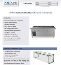 Prepline 74" Five Well Gas Hot Food Steam Table with Enclosed Base and Sliding Doors - Image 2