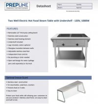 Prepline 32" Two Well Electric Hot Food Steam Table with Undershelf - 120V, 1000W - Image 2
