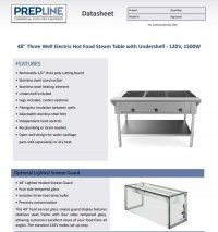Prepline 48" Three Well Electric Hot Food Steam Table with Undershelf - 120V, 1500W - Image 2