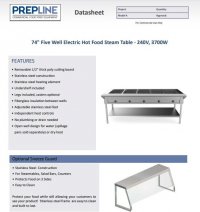Prepline 74" Five Well Electric Hot Food Steam Table with Undershelf - 208/240V, 3700W - Image 2