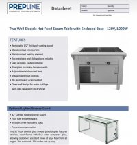 Prepline 32" Two Well Electric Hot Food Steam Table with Enclosed Base and Sliding Doors - 120V, 1000W - Image 2
