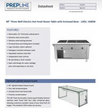 Prepline 48" Three Well Electric Hot Food Steam Table with Enclosed Base and Sliding Doors - 120V, 1500W - Image 2