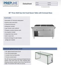 Prepline 48" Three Well Gas Hot Food Steam Table with Enclosed Base and Sliding Doors - Image 2