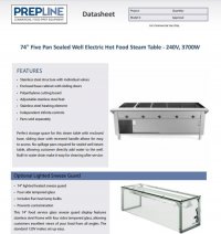 Prepline 74" Five Pan Sealed Well Electric Hot Food Steam Table with Enclosed Base and Sliding Doors - 208/240V, 3700W - Image 2
