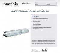Marchia MSU170S 71" Refrigerated 5-Pan Sushi Display Case, Silver - Image 2