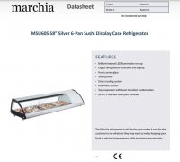 Marchia MSU60S 58" Refrigerated 6-Pan Sushi Display Case, Silver - Image 2