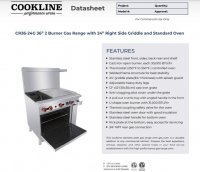 Cookline CR36-24G 36? 2 Burner Gas Range with 24? Right Side Griddle and Standard Oven ? 131,000 BTU - Image 2