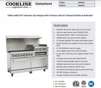Cookline CR60-24RG 60? Commercial Range with 6 Burners, 24? Raised Griddle & Broiler ? Natural Gas- 278,000 BTU - Image 2