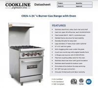 Cookline CR24-4 24" 4 Burner Gas Range with Oven - 151,000 BTU - Image 2