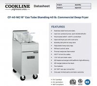 Cookline CF-40-NG 16" Natural Gas Tube Standing 40 lb. Commercial Deep Fryer - (90,000 BTU) - Image 2