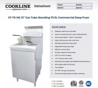 Cookline CF75-NG Commercial 75 lb Natural Gas Deep Fryer - 170,000 BTU - Image 2