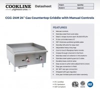 Cookline CGG-24M 24" Gas Countertop Griddle with Manual Controls - 60,000 BTU - Image 2