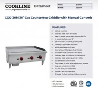Cookline CGG-36M 36" Gas Countertop Griddle with Manual Controls - 90,000 BTU - Image 2