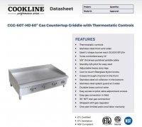 Cookline CGG-60T-HD 60" Gas Countertop Griddle with Thermostatic Controls - 150,000 BTU - Image 2