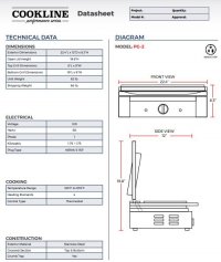Cookline PG-2 22" Double Commercial Panini / Sandwich Press, Grooved Surface, 18.5" x 10" Cooking Surface, 120v - Image 3