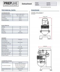 Prepline SS PHLM60B-T 60 Quart Gear Driven Commercial Planetary Stand Mixer with Timer - Image 3