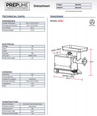 Prepline FM22 #22 1-1/2 HP Meat Grinder - Image 3