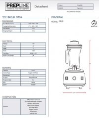 Prepline BL20 2HP Commercial Blender with 64oz Container - 110V - Image 3