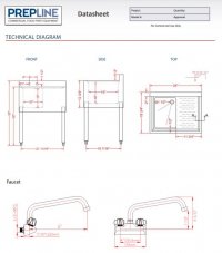 Prepline Stainless Steel 1 Bowl Underbar Hand Sink with Faucet and Right Drainboard- 24" x 18" - Image 3