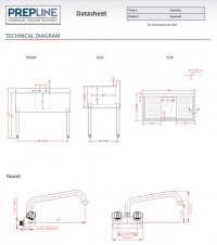 Prepline Stainless Steel 1 Bowl Underbar Hand Sink with Faucet and Two Drainboards - 36" x 18" - Image 3