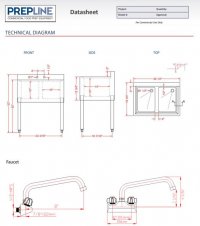 Prepline Stainless Steel 2 Bowl Underbar Hand Sink with Faucet- 14" x 26" - Image 3