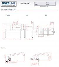 Prepline Stainless Steel 2 Bowl Underbar Hand Sink with Faucet and Left Drainboard- 36" x 18" - Image 3