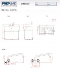 Prepline Stainless Steel 1 Bowl Underbar Hand Sink with Faucet and Two Drainboards - 60" x 18" - Image 3