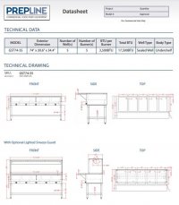 Prepline 74" Five Well Gas Hot Food Steam Table with Undershelf - Image 3
