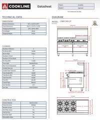 Cookline CR60-24G-LP Liquid Propane 60" Commercial Range, 6 Burner, 2 Oven, 24" Flat Griddle - 282,000 BTU - Image 3
