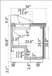 Serv-Ware 1 Door, 8 Pan Sandwich Prep Unit SP29-8-HC 7 cu. ft. - Image 2