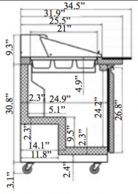 Serv-Ware 3 Door Mega Top, 27 Pan, Prep Unit SP72-27M-HC 18 cu. ft. - Image 2