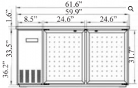 Serv-Ware Back Bar Bottle Cooler with Glass BB3-24G-HC 13.5 cu. ft. - Image 2