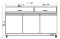 Serv-Ware 3 Door Mega Top, 27 Pan, Prep Unit SP72-27M-HC 18 cu. ft. - Image 3
