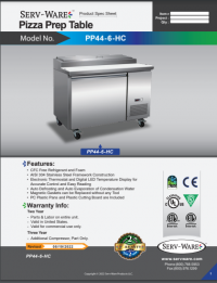 Serv-Ware 6 Pan Pizza Prep Table PP44-6-HC 12 cu. ft. - Image 6
